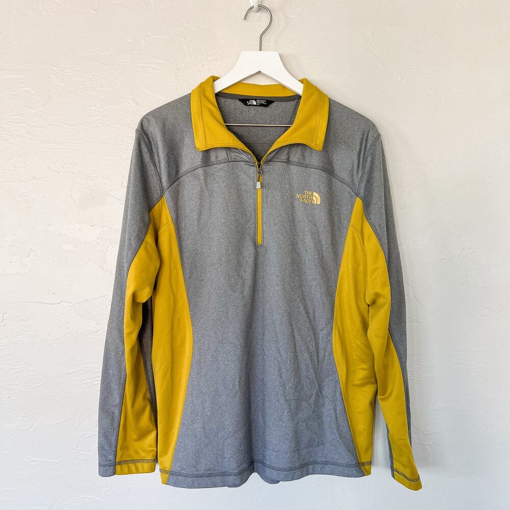 The North Face Men’s Large Gray Yellow 1/4 Zip Pullover Active Shirt